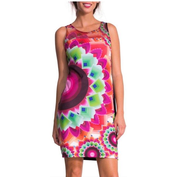 Size Small DESIGUAL ADRIANNA PSYCHEDELIC PRINT DRESS Shift Sheath Summer Party‎ - Picture 7 of 7